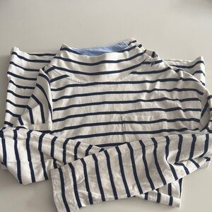 Vineyard Vines Navy and Cream Buttoned Mockneck